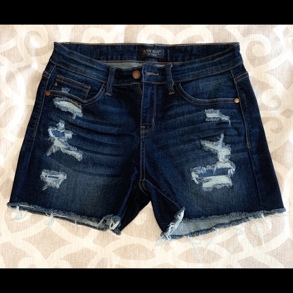 Judy Blue Denim Shorts w/Destroyed Denim Patches